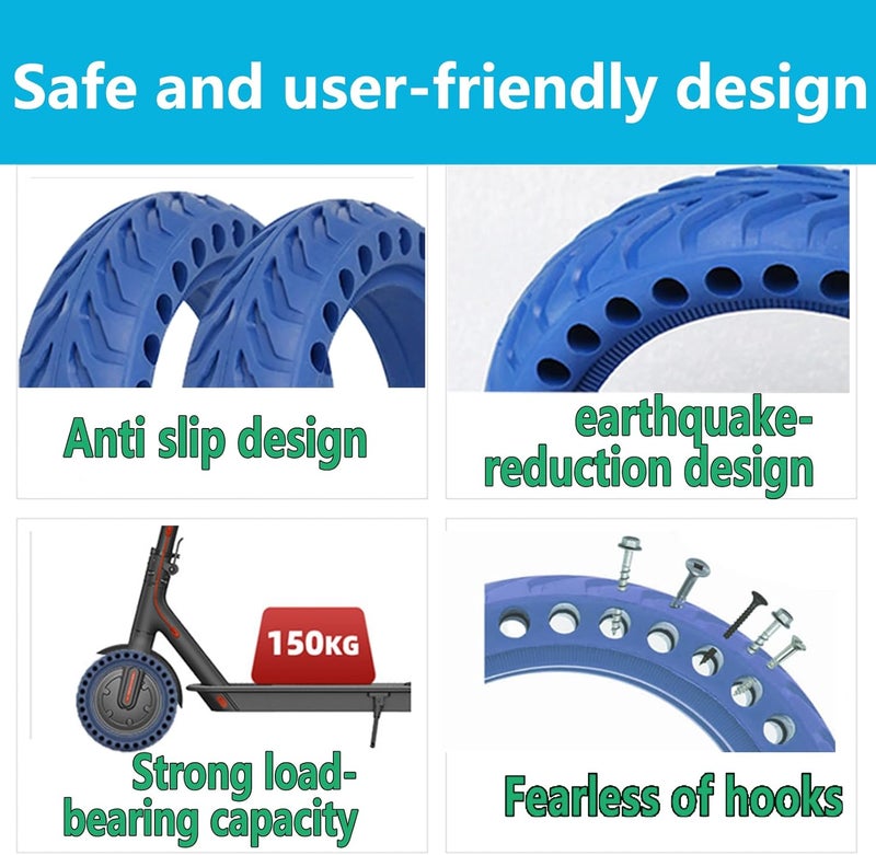 TOCBEUU TOUBEUU Solid Tires 8.5x2 Inches for Electric Scooter, 50/75-6.1Replacement Wheels, Rubber Tyre 8-1/2'' for Gotrax GXL V2/XR/APEX & Xiaomi M365/M365 Pro/Pro 2/1S and All 8.5'' Scooter- Blue - Image 4